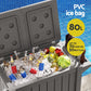 Outdoor Storage Cabinet Box 80L Ice Bucket Cooler Rolling Serving Cart Kitchen Trolley Brown