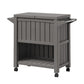Outdoor Storage Cabinet Box 80L Ice Bucket Cooler Rolling Serving Cart Kitchen Trolley Brown