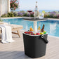 2-in-1 Outdoor Bar Table Portable Wine Cooler 15L Ice Bucket Tong Black