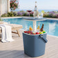 2-in-1 Outdoor Bar Table Portable Ice Bucket Cooler 15L Tong Blue