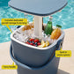 2-in-1 Outdoor Bar Table Portable Ice Bucket Cooler 15L Tong Blue