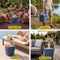 2-in-1 Outdoor Bar Table Portable Ice Bucket Cooler 15L Tong Blue