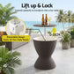 Outdoor Bar Table Portable Ice Bucket Cooler 30L Adjustable Top Brown