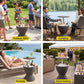 Outdoor Bar Table Portable Ice Bucket Cooler 30L Adjustable Top Brown
