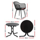 Tressa 4-Seater Outdoor Dining Set Table and Chairs Patio Furniture Garden Diamond 5-Piece - Black