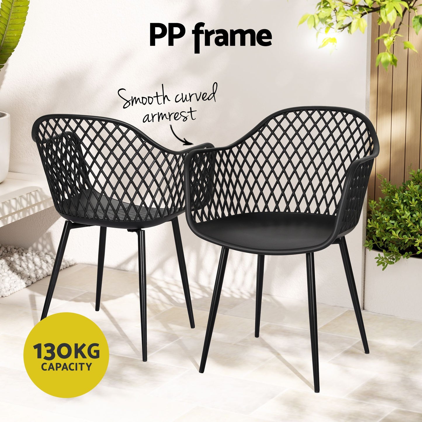 Tressa 4-Seater Outdoor Dining Set Table and Chairs Patio Furniture Garden Diamond 5-Piece - Black