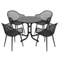 Tressa 4-Seater Outdoor Dining Set Table and Chairs Patio Furniture Garden Diamond 5-Piece - Black