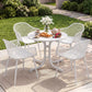 Tressa 4-Seater Outdoor Dining Set Table and Chairs Patio Furniture Garden Diamond 5-Piece - White