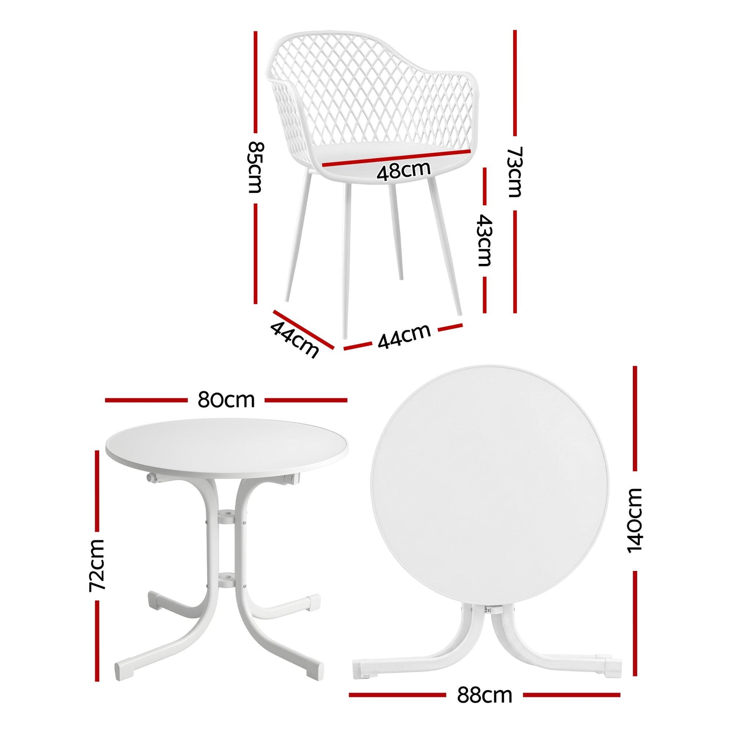 Tressa 4-Seater Outdoor Dining Set Table and Chairs Patio Furniture Garden Diamond 5-Piece - White