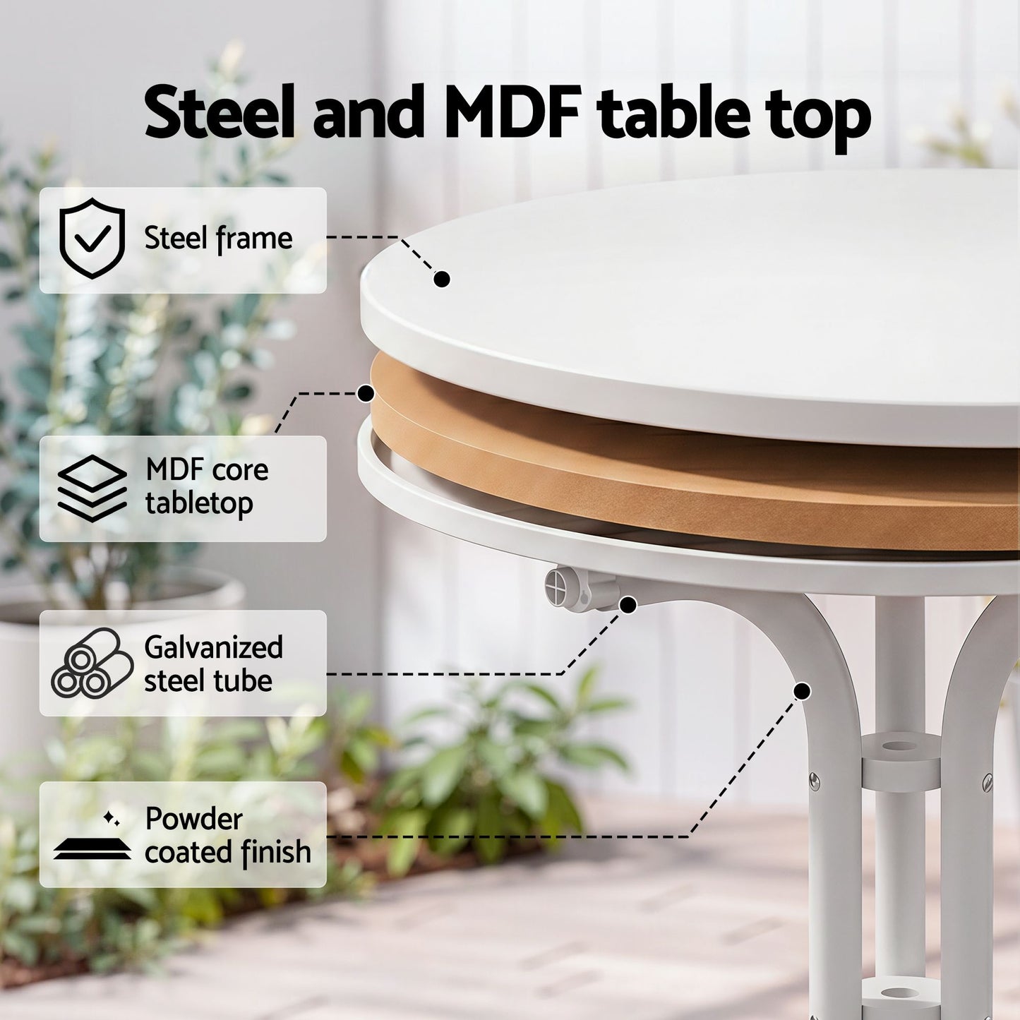 Tressa 4-Seater Outdoor Dining Set Table and Chairs Patio Furniture Garden Diamond 5-Piece - White