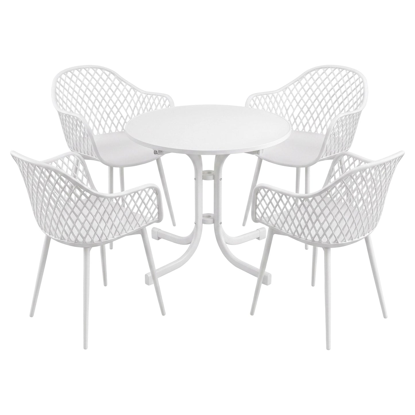 Tressa 4-Seater Outdoor Dining Set Table and Chairs Patio Furniture Garden Diamond 5-Piece - White