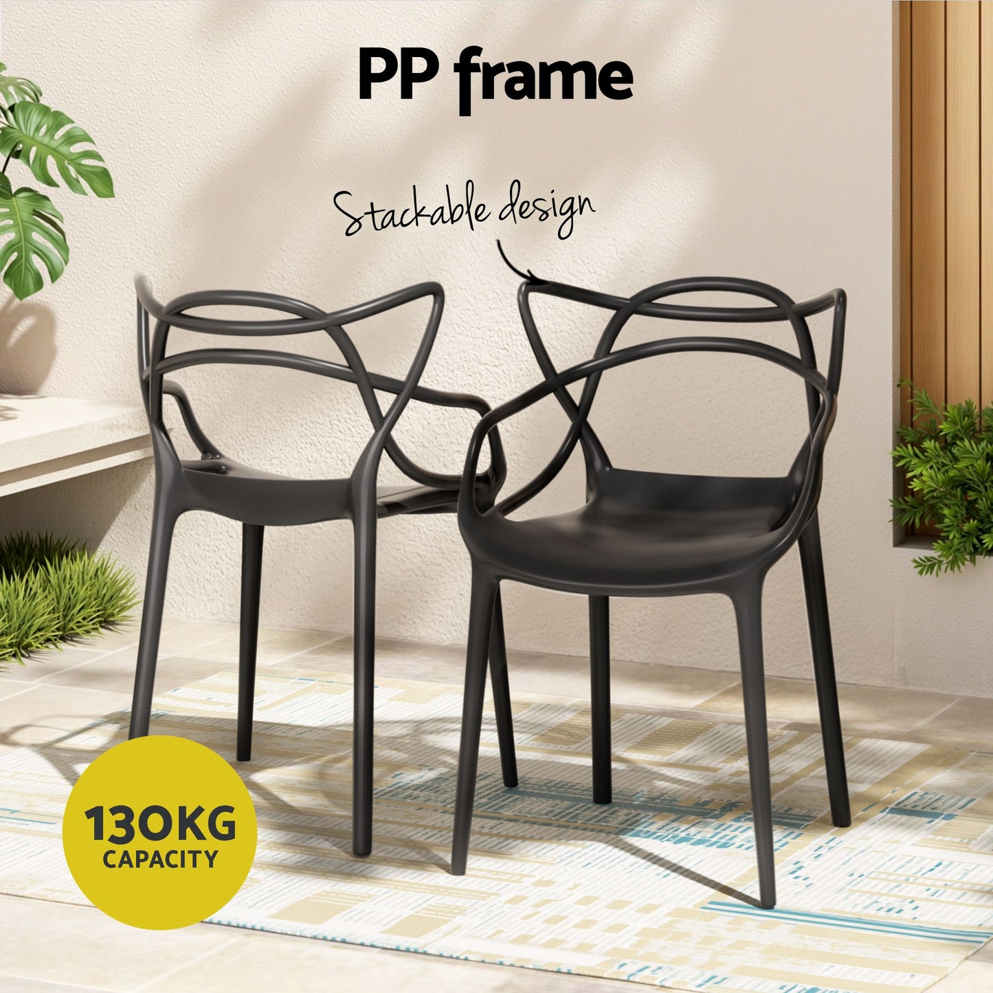 Zorin 4-Seater Outdoor Dining Set Table and Chairs Garden Patio Furniture Entwine 5-Piece - Black