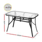 Avicia 120CM Outdoor Dining Table Steel Parasol Hole Desk Patio Furniture - Black
