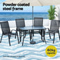 Avicia 120CM Outdoor Dining Table Steel Parasol Hole Desk Patio Furniture - Black