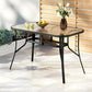 Avicia 120CM Outdoor Dining Table Steel Parasol Hole Desk Patio Furniture - Black