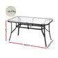 Avicia 140CM Outdoor Dining Table Steel Frame Tempered Glass Parasol Hole - Black