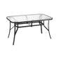 Avicia 140CM Outdoor Dining Table Steel Frame Tempered Glass Parasol Hole - Black