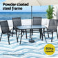 Avicia 140CM Outdoor Dining Table Steel Frame Tempered Glass Parasol Hole - Black