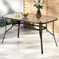 Avicia 140CM Outdoor Dining Table Steel Frame Tempered Glass Parasol Hole - Black