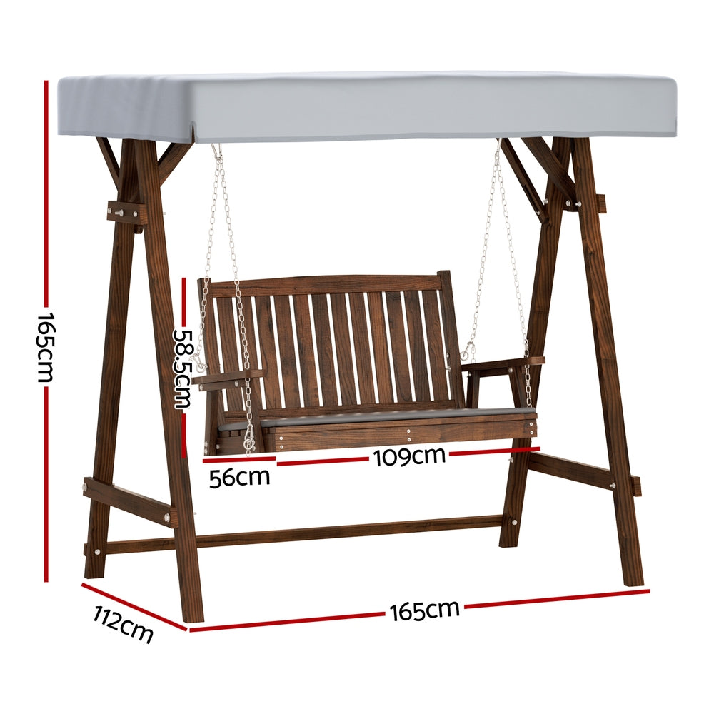 Buy Swing Chair Wooden Garden Bench Canopy Seater Outdoor