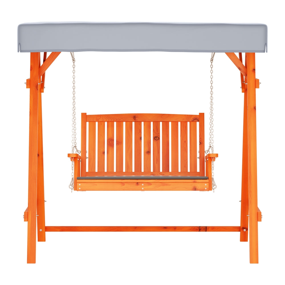 Fince 2 Seater Swing Chair Wooden Garden Bench Canopy - Teak