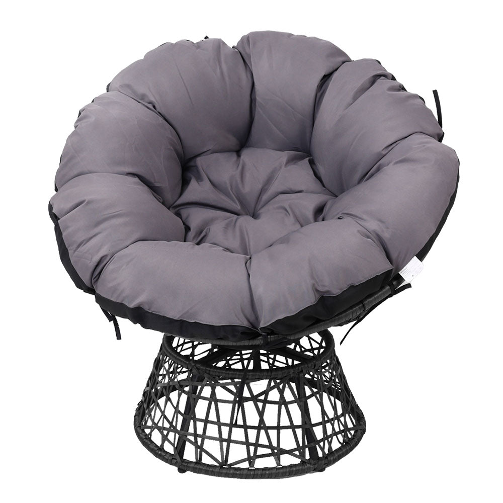 Burnley Outdoor Papasan Chairs Lounge Setting Patio Furniture Wicker - Black