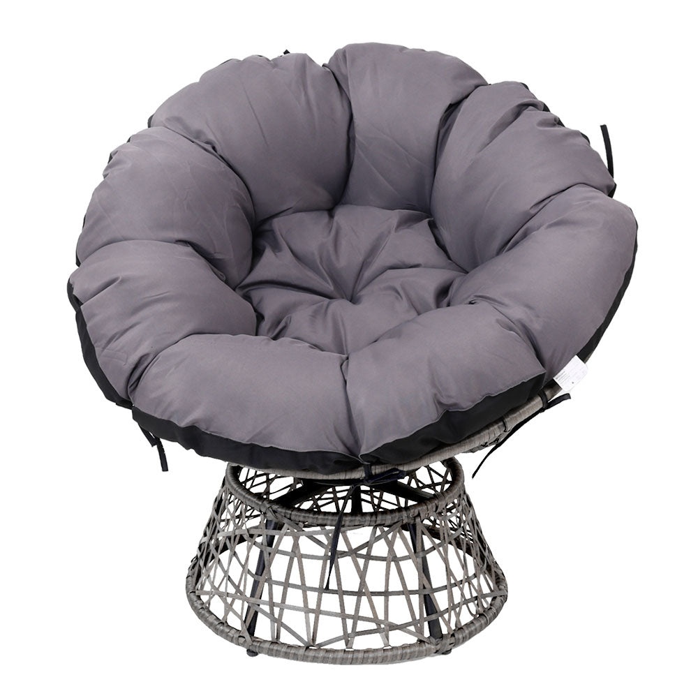 Burnley Outdoor Papasan Chairs Lounge Setting Patio Furniture Wicker - Grey