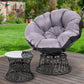 Jesse Outdoor Papasan Chair and Table Set Lounge Setting Patio Furniture Wicker - Black