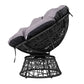 Marl 3-Piece Outdoor Papasan Chair and Table Bistro Set Lounge Setting Patio Furniture Wicker - Black