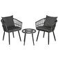 Eulalia 3-Piece Outdoor Bistro Set Patio Furniture Lounge Setting Table and Chairs - Grey