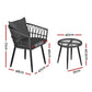 Eulalia 3-Piece Outdoor Bistro Set Patio Furniture Lounge Setting Table and Chairs - Grey