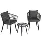 Eulalia 3-Piece Outdoor Bistro Set Patio Furniture Lounge Setting Table and Chairs - Grey