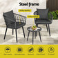 Eulalia 3-Piece Outdoor Bistro Set Patio Furniture Lounge Setting Table and Chairs - Grey
