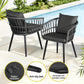Eulalia 3-Piece Outdoor Bistro Set Patio Furniture Lounge Setting Table and Chairs - Grey