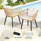 Eulalia 3-Piece Outdoor Bistro Set Patio Furniture Lounge Setting Table and Chairs - Natural