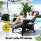 Aloura Outdoor Recliner Chairs Sun lounge Wicker Lounger Patio Furniture Adjustable - Black