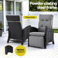 Aloura Outdoor Recliner Chairs Sun lounge Wicker Lounger Patio Furniture Adjustable - Black