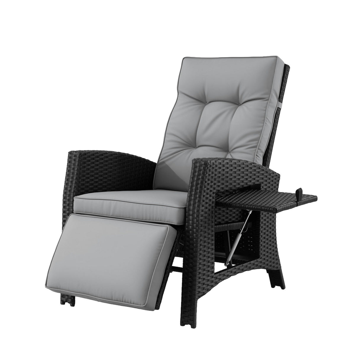 Aloura Outdoor Recliner Chairs Sun lounge Wicker Lounger Patio Furniture Adjustable - Black