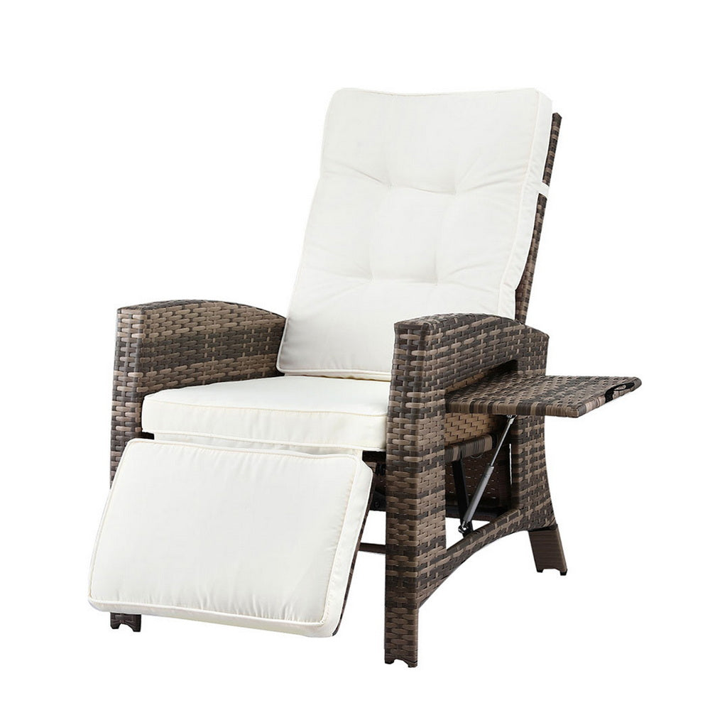 Luken Outdoor Recliner Chairs Sun lounge Wicker Lounger Patio Furniture Adjustable - Brown