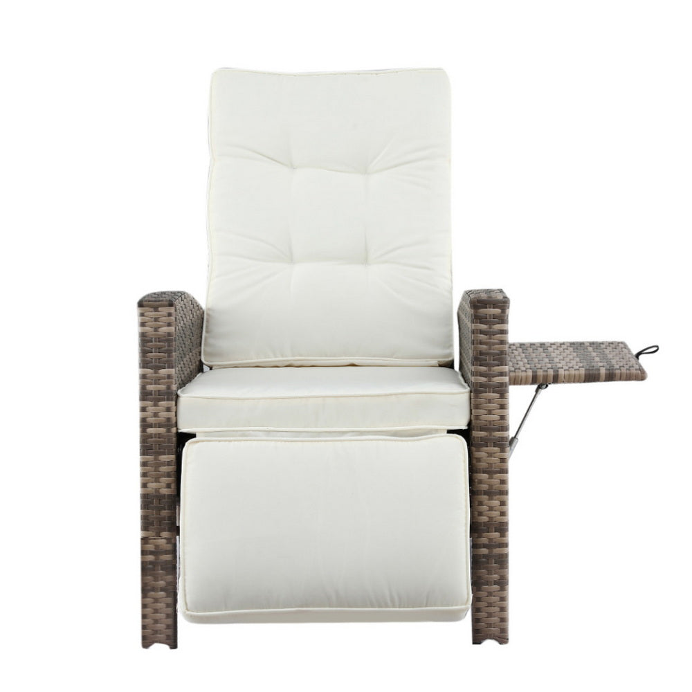 Luken Outdoor Recliner Chairs Sun lounge Wicker Lounger Patio Furniture Adjustable - Brown
