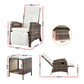 Aloura 3-Piece Outdoor Bistro Set Recliner Chairs Table Sun lounge Patio Furniture Wicker Adjustable - Natural
