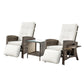 Aloura 3-Piece Outdoor Bistro Set Recliner Chairs Table Sun lounge Patio Furniture Wicker Adjustable - Natural