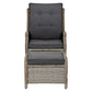 Yeovil Recliner Chair Outdoor Furniture Setting Patio Wicker Sofa Chair and Ottoman - Grey