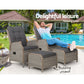 Yeovil Set of 2 Recliner Chair Outdoor Furniture Setting Patio Wicker Sofa Chair and Ottoman - Grey