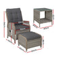 Cylas 5-Piece Recliner Chairs Table Sun lounge Wicker Outdoor Furniture Adjustable - Grey