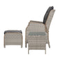 Cylas 5-Piece Recliner Chairs Table Sun lounge Wicker Outdoor Furniture Adjustable - Grey