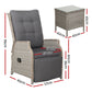 Kaedra 3-Piece Recliner Chairs Table Sun lounge Outdoor Furniture Wicker Adjustable - Grey