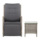 Kaedra 3-Piece Recliner Chairs Table Sun lounge Outdoor Furniture Wicker Adjustable - Grey
