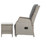 Kaedra 3-Piece Recliner Chairs Table Sun lounge Outdoor Furniture Wicker Adjustable - Grey