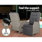 Kaedra 3-Piece Recliner Chairs Table Sun lounge Outdoor Furniture Wicker Adjustable - Grey